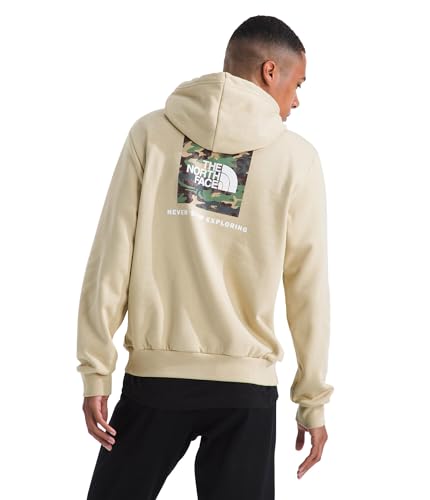 The North Face Men's Evolution Box Camo Fill Hoodie | Sweatshirt with 2 Piece Hood, Adjustable Drawcord, Kangaroo Hand Pocket, Gravel, Medium