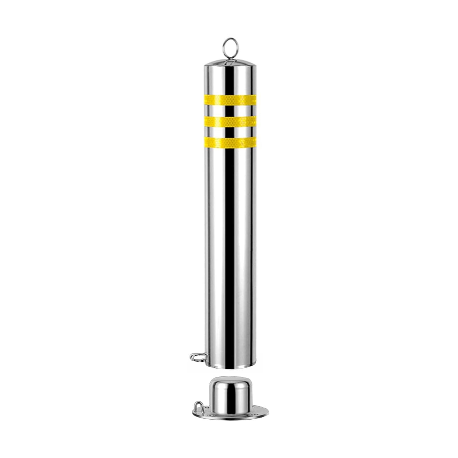 Sicherheits-Absperrpoller, Parkbarriere Aus Edelstahl, Absperrpfosten Mit Reflexstreifen, Für Zusätzlichen Schutz In Verkehrssensiblen Bereichen(Silver-1pc,7.6 * 75cm/3 * 29.5in)