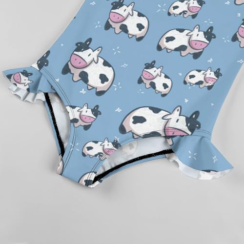 Image of Girls One Piece Swimsuit Cute Alpacas Hearts Stars Ruffles Swimwear Bathing Suits 3-12 Years