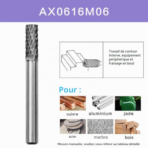 VersaGenius Mèches à meuler rotatives à point carbure - Fraise à matrice - Fraise d'usinage en métal - Fraise à tête de meule - Embout de perçage à tige de 6 mm - Nettoyage de joints de soudure (10 mm – vue 7