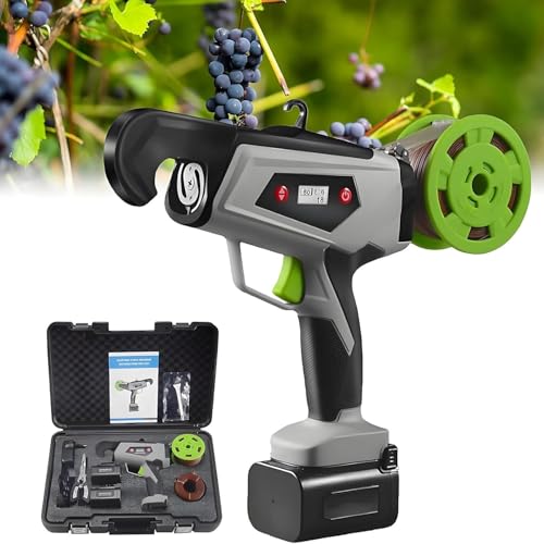 CUTANGELAR Garden Plant Tying Tool, Plant Binding Machine with 3-8 Gears Tightness Adjustable, Vine Tying Machine with 2 X 2Ah Batteries., 25mm/0.1in Bundling Diameter, For Vining Plant.