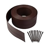 AUKAR Landscape Edging Coil - 40 feet Length, 5 inch Height, 12 Stakes Included, with Wood Grain - T