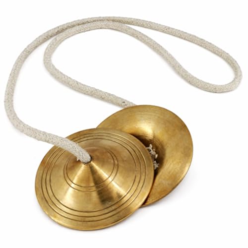 Image of Pure Brass Manjeera 3 Inch (7 cm) Traditional Indian Hand Cymbals for Puja, Bhajan, Kirtan & Aarti