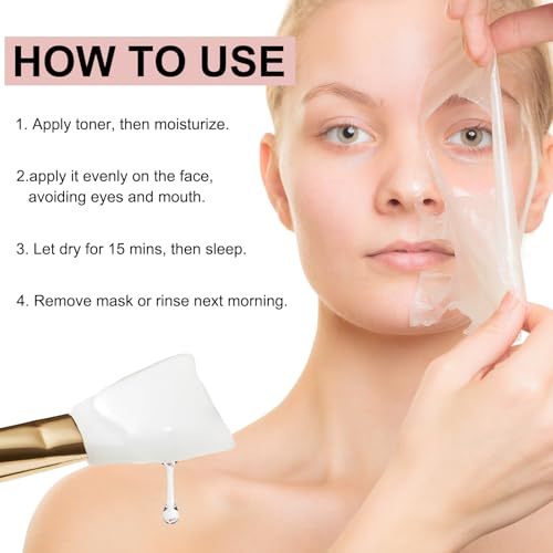2024 Collagen Overnight Wrapping Peel Off Facial Mask with Jelly Brush, Elasticity & Hydration, Natural Ingredients for Firmer Skin, Reduces Sagging & Dullness, Korean Skin Care(75ml, 2.54 fl.oz)