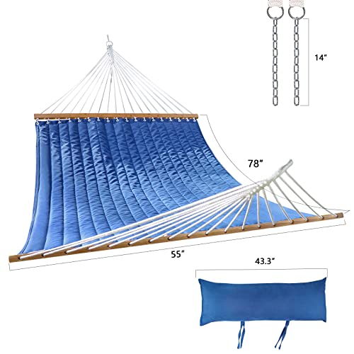 2-Person Quilted Designs Fabric Hammock With Spreader Bars And Detachable Pillow,10Ft Hammock For Lndoor And Outdoor Camping Patio Beach 450-Pound #TOP1