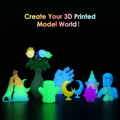 Image of RepRapper 4 x 250g Glow Colors Pack, Glow in the Dark PLA Filament 1.75mm (+- 0.03mm) for 3D Printer, 4x250g Spools - Yellow, Purple, Green, White to Rainbow