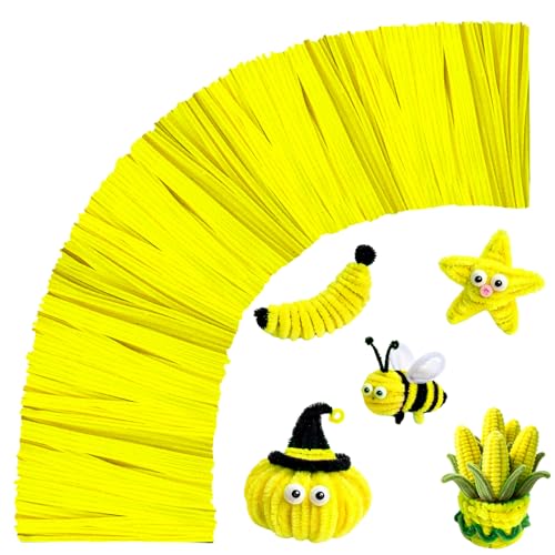 VZF Yellow Pipe Cleaners,Chenille Stems Pipe Cleaners Craft,Fuzzy Pipe Cleaners Bulk for Crafts,DIY Pipe Cleaner for Home Arts and Crafts Decorations Supplies,Home Decor Craft Supplies Flower kit