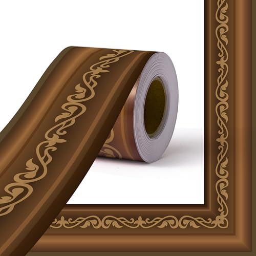 BeYumi Brown Frame Border Trim - 65ft Back to School Brown Frame Straight Rolled Border Trim Classic Photo Paint Picture Borders Bulletin Board Set School Classroom Office Chalkboard Wall Party Decor