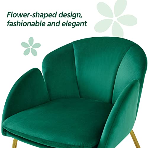 image for Yaheetech Flower Shape Velvet Armchair, Modern Side Chair Vanity Chair