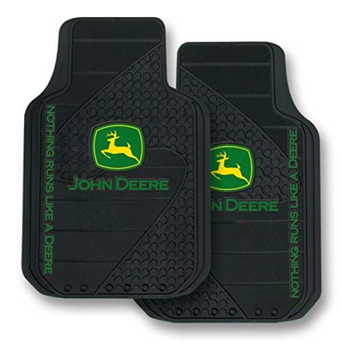 Plasticolor John Deere Factory Style Logo Trim-to-Fit Molded Passenger/Driver Front Floor Mats - Set of 2