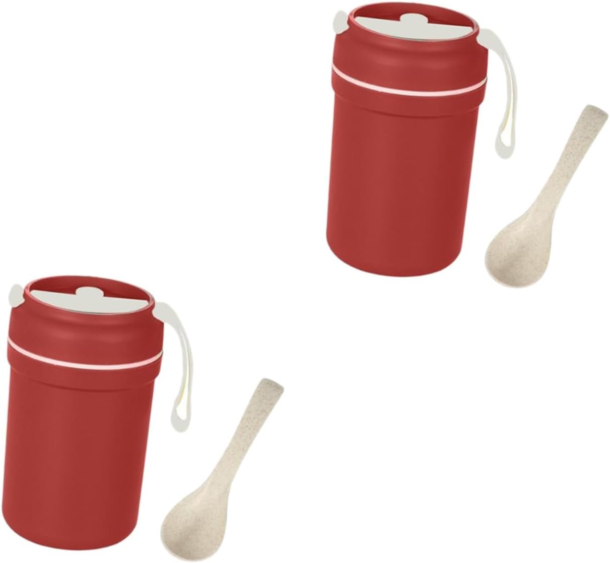2pcs Ergonomic Soup Mug Handle Breakfasr Soup Cup Reusable Containers Lids for Milk Water