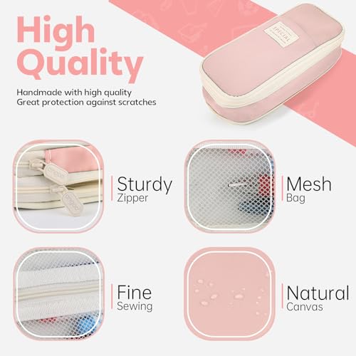 Image of PUPTILY Pencil Case, Large Capacity Aesthetic Pencil Cases with Durable Zipper, Big Stationery Pencil Pouch for Women & Men, Adults Portable Storage Organizer Bag for College, office, Travel (Pink)