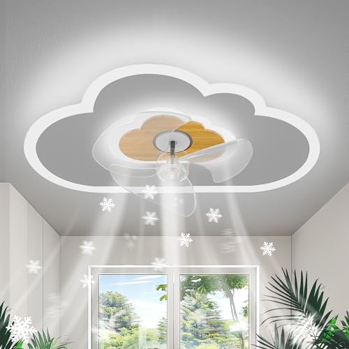 Deckenventilator mit Beleuchtung Dimmbar Wolken Ventilator Deckenleuchte Holz LED Fan Deckenventilator Mit Fernbedienung...