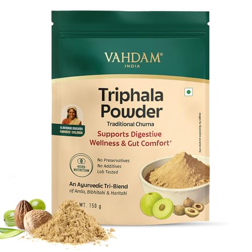Image of VAHDAM Triphala Powder 150g | Ayurvedic Tri-Blend of Amla, Bibhitaki & Haritaki | Supports Digestive Wellness & Gut Comfort | Non-GMO, Vegan | 50 Servings