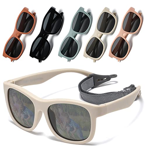 Musivon Baby Sunglasses 6 Months - 2.5 Years Toddler Sunglasses for Kids Infant Boys Girl Flexible Frame with Strap