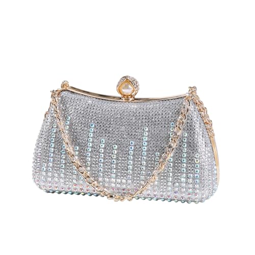 Image of Dreubea Womens Fashion Rhinestone Evening Handbag with Chain Shiny Tote Clutch Bag