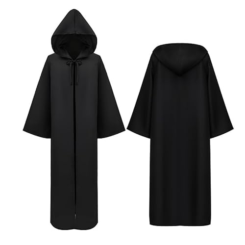 ハロウィン コスプレ ローブ マント フード付き 仮装 衣装 大人 子供 クリスマス パーティー (ブラック, M)の商品画像（Amazon）