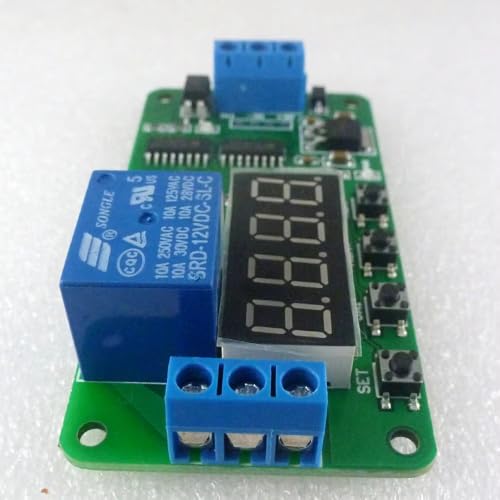 Eletechsup DC 5V 12V 24V Multifunction Delay Relay Time Switch Cycle Timer Turn on/Off PLC Module (12V)