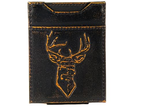 ZEP-PRO Buck Burnished Leather Magnetic Front Pocket Wallet, Slim Stylish for Men