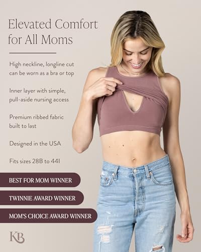Image of Kindred Bravely Sublime Longline Nursing Bras for Breastfeeding, Soft Nursing Crop Tank Maternity Bra with Built in Shelf Bra