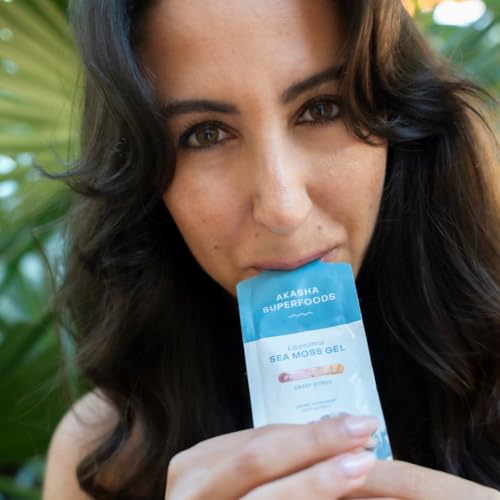 Akasha Superfoods Irish Sea Moss Gel, Liposomal Seamoss with Irish Sea Moss, Vitamin E, Citrus, Organic Vanilla, Glycerin, Skin, Energy & Gut Health Support for Women & Men, Sweet Citrus Flavor, 30 Ct - Image 5