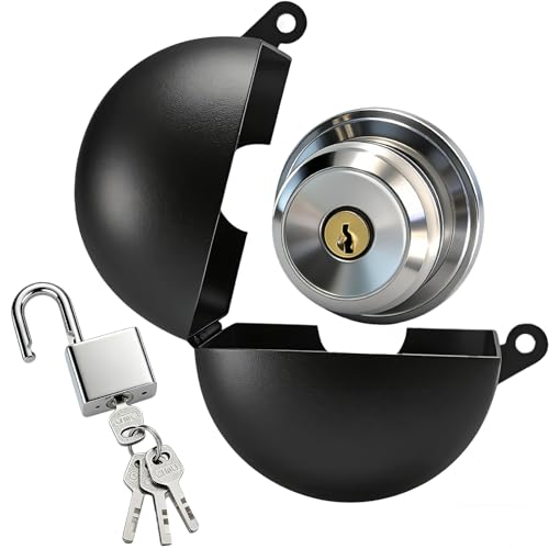 Door Knob Lock Out Device with Padlock, Door Handle Lock - Prevents Turning Door Handles and Entering Keyholes, Door Knob Lock Cover For Covering Door Handles/Faucets/Valves, Stainless Steel (Black)