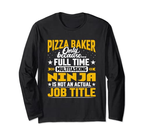 Pizza Baker Job Title - Funny Pizza Chef Cook Manga Larga