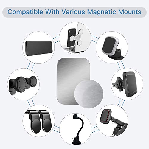 OWLKELA Mount Metal Plate for Phone Magnet Car Mount Holder Cradle with Adhesive, Universal Replacement Sticker Compatible with Magnetic Mounts - 10 Pack Silver (4 Rectangle and 6 Round)