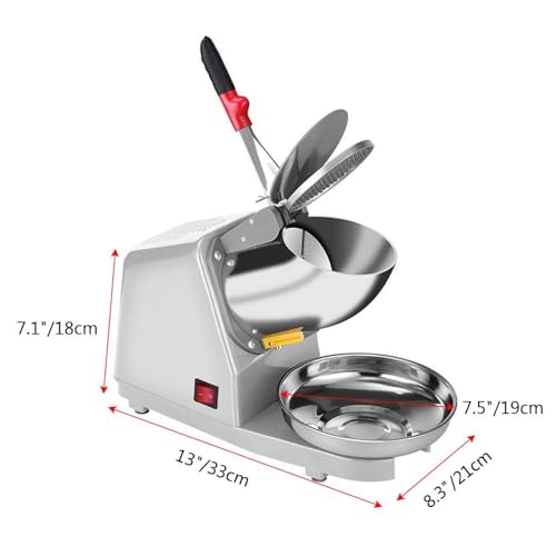 Image of Sakar High Speed Electric Ice Crusher Machine Dual Blades 143 lbs /hr Snow Cone Maker for Cold Coffee, Iced Tea, Lemonade, Cocktails, Mocktails, Home and Commercial Use