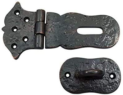 Image of Adonai Hardware inchParan inch Heavy Duty Cast Iron Safety Locking Hasp and Staple (6 inch x 2 Pack, Oil Rubbed Bronze) for Vintage Pirates Treasure Chest, Trunks, Wooden Jewelry Box, Cases, Furniture and Sheds