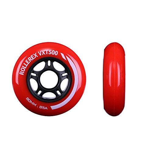 Rollerex Vxt500 Inline Skate Wheels (2-Pack W/Bearings, Spacers And Washers) (Rocket Red, 72Mm) #TOP1