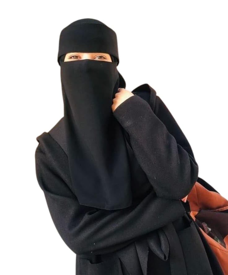 Chiffon Niqab Nose Piece: Fusion Of Style And Modesty : Stylish Comfort For Abayas/Niqab/Abaya/Burkha/Saudi Style/Hijab/Breathable/Nose Patti/Arabian Style/Dubai/Trending For Muslim Female,Black-image-34