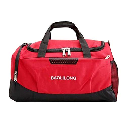 WeiCYN Gimnasio Gran Bolsa de Deportes con los Zapatos de Bolsillo Hombres/Mujeres Impermeable al Aire Libre Yoga Entrenamiento de la Aptitud Duffel Bolsa de Viaje Bolso Fitness (Color : Red) Cover