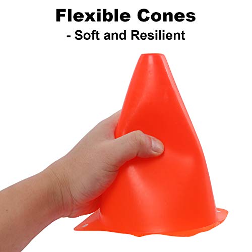 Dunchaty 40 Pcs 7 Inch Plastic Soccer Cones Sports Agility Training Drills Field Marker Practice Cones For Skating, Football, Basketball Small Traffic Cones 4 Colors #TOP3
