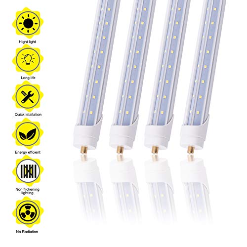 4 Pack LED T8 6 Feet Tube Lamp Ballast Bypass 6FT Fa8 Base Single Pin