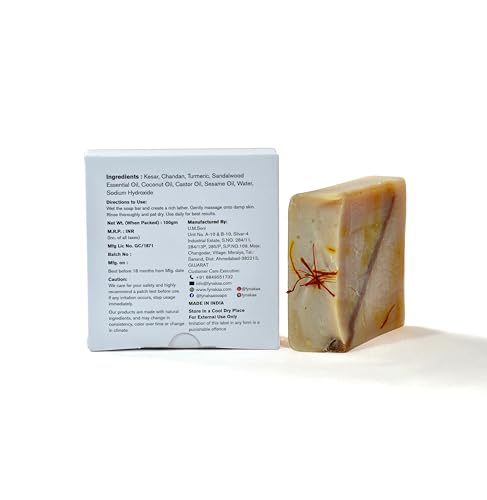 Image of Kesar Chandan Soap | Handmade Cold Processed Soap for Skin Brightening & Exfoliation | Natural, Organic & Paraben-Free | Sandalwood Bar with Added Saffron | For Men & Women, All Skin Types (100gms Pack Of 1)