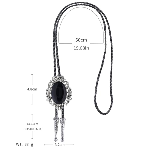 Image of GelConnie Bolo Tie for Men Women Western Cowboy Turquoise Leather Necktie | Natural Stone Bolo Tie Necklace for Women Rodeo Cowboy Leather Necktie Native American Western Cowgirl Ties Adjustable Cord