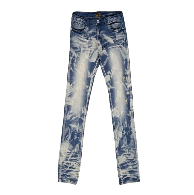 Men's Slim-fit Mid-Rise Denim Straight-Leg Tie-dye Stacked Pants Casual Streetwear Men's Jeans