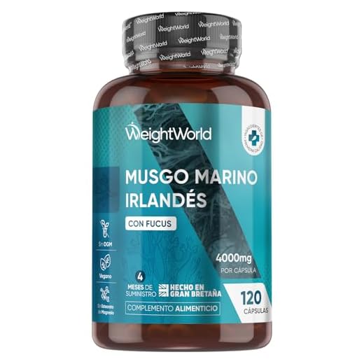 Musgo Marino Irlandés 4000 mg - 120 Cápsulas con Fucus Algas - Fuente Natural de Vitaminas y Minerales para 4 Meses - Suplemento de Irish Sea Moss de Alta Biodisponibilidad, Vegano y Sin OGM