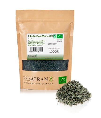 FRISAFRAN | Infusión De Menta Poleo A Granel Ecológica 100g | té poleo menta | Digestiva | Anti-resfriados | Bebida saludable | Té poleo para la Respitación | Antiviral natural | menta infusion