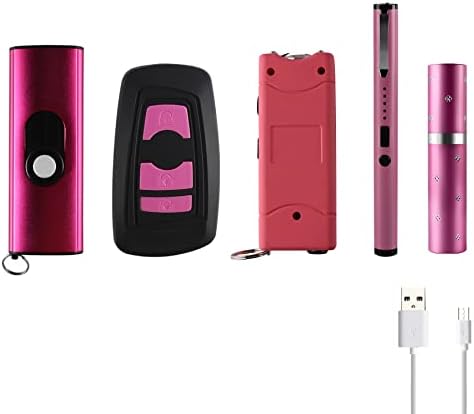Magicutlery Pink Mini Stun Gun Car Key Stun Gun Shock Pen Lipstick Stun Gun Flashlight Taxer Self Defense Weapon for Women Security