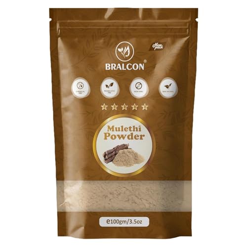 Image of BRALCON Mulethi Powder for Face - 100g | Herbal Powder for Skin Care | Face Pack Powder for Regular Beauty Care