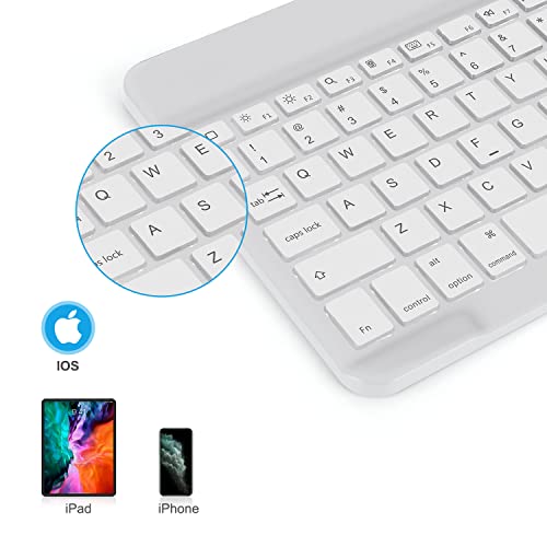 Omoton Bluetooth Keyboard, Wireless Rechargeable Keyboard For Ipad, Ipad Pro, Ipad Mini, Ipad Air With Illuminated Led (White) #TOP1
