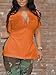LovelyWholesale Womens Sexy V Neck T Shirts Short Sleeve Side Slit Summer Tops Orange Medium