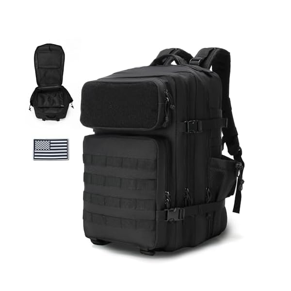 Military-Tactical-Backpack-for-Men-and-Women-Army-Camping-Daypack-Bug-out-Bag-45l-Asault-Pack-for-Travel-Hiking-Black gracedon Military Tactical Backpack for Men and Women Army Camping Daypack Bug out Bag 45l Asault Pack for Travel Hiking (Black)