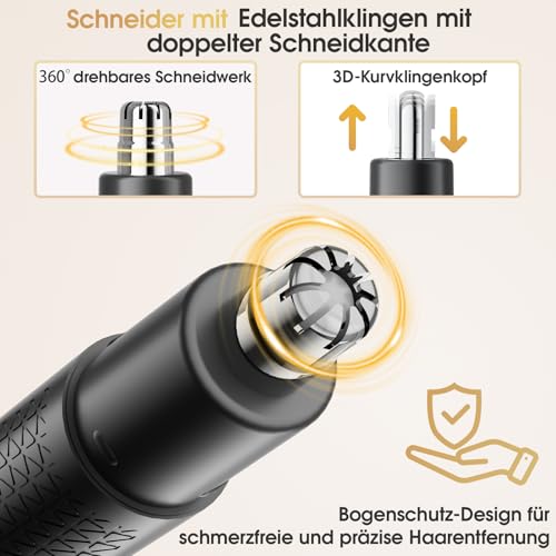 Earglow 2-in-1 Ohrenschmalz Entferner & Nasenhaartrimmer – 1080P HD Ohrkamera mit AI Trommelfell-Schutz, 6 LEDs, 360° Rotations-Trimmerkopf, IP67 Wasserdicht, Kompatibel mit iOS & Android