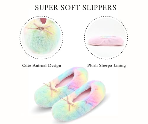 Image of Keyela Women's Ballerina Slippers,Non-Slip Bedroom Slippers Socks | Soft fuzzy slipper socks for ladies Indoor home slippers Cozy sock slippers Ballet Slippers
