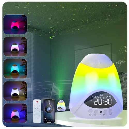 Elec3 Laser Star Lights for Ceiling, Galaxy Projector with 16 Ambient Lamp, Timer and 16 White Noise, Bluetooth Speaker, 2 Alarm Clock Laser Star Projector for Adult Kids Room Decor Stress Gifts