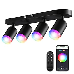 LEONLITE Smart LED Track Lighting, 2.4G WiFi RGB Ceiling Track Light with Remote, Compatible with Alexa/Google Home/Siri, APP Voice Control, 16 Million Colors, 2400-5000K Dimmable, 30W, Black