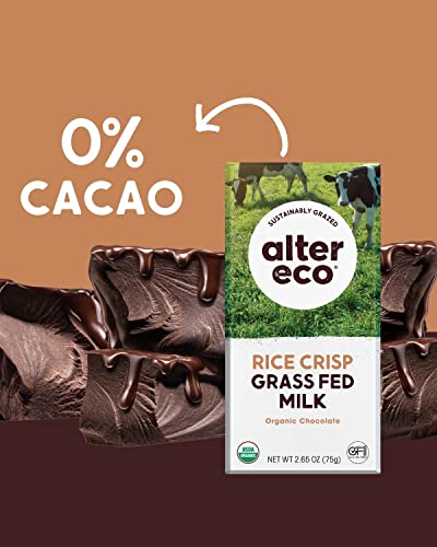 Alter Eco | Milk Chocolate Bars | Pure Dark Cocoa, Fair Trade, Organic, Non-Gmo, Gluten Free (12-Pack Grass Fed Milk Chocolate - Rice Crunch) #TOP2